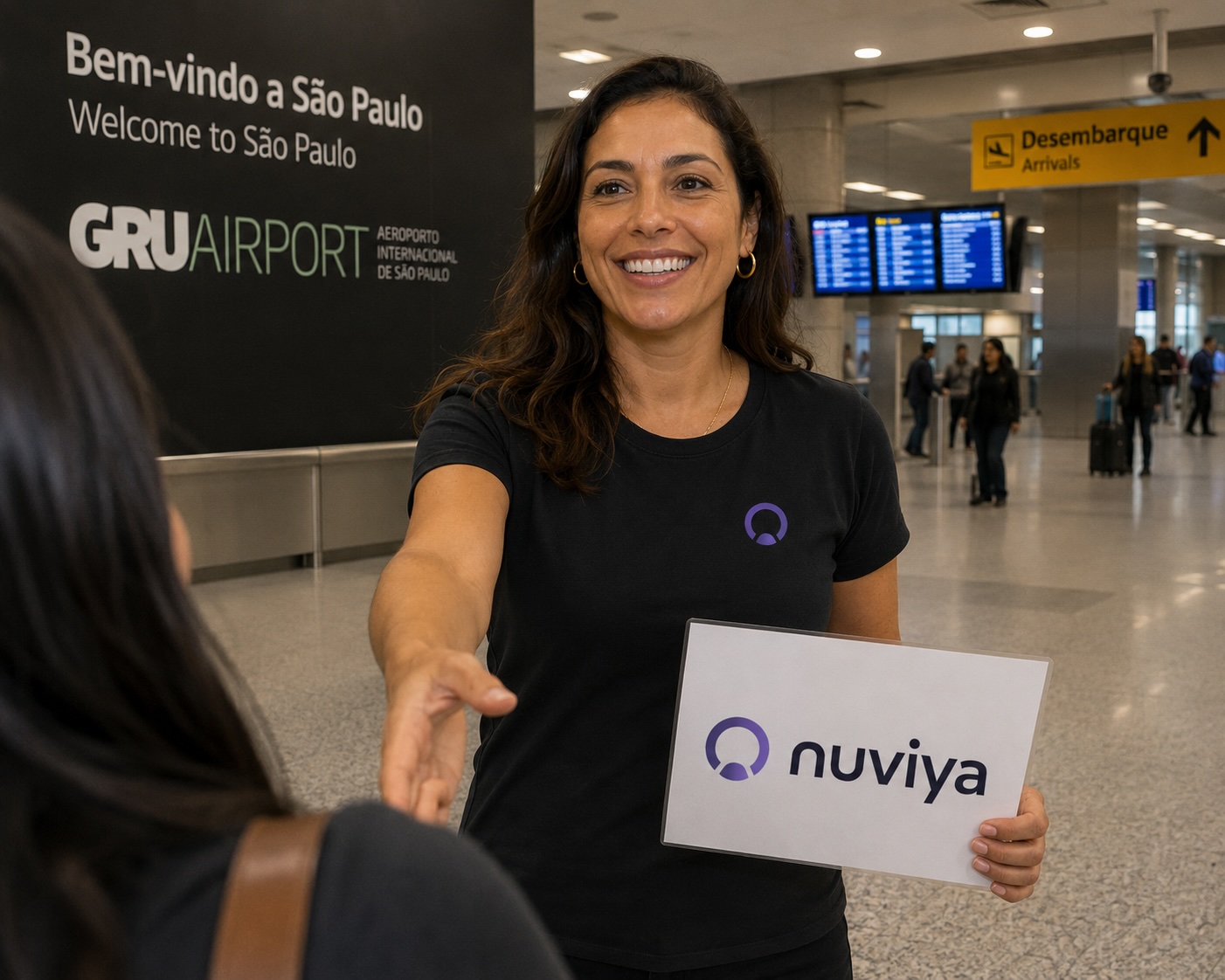 Nuviya concierge greeting a patient at São Paulo airport