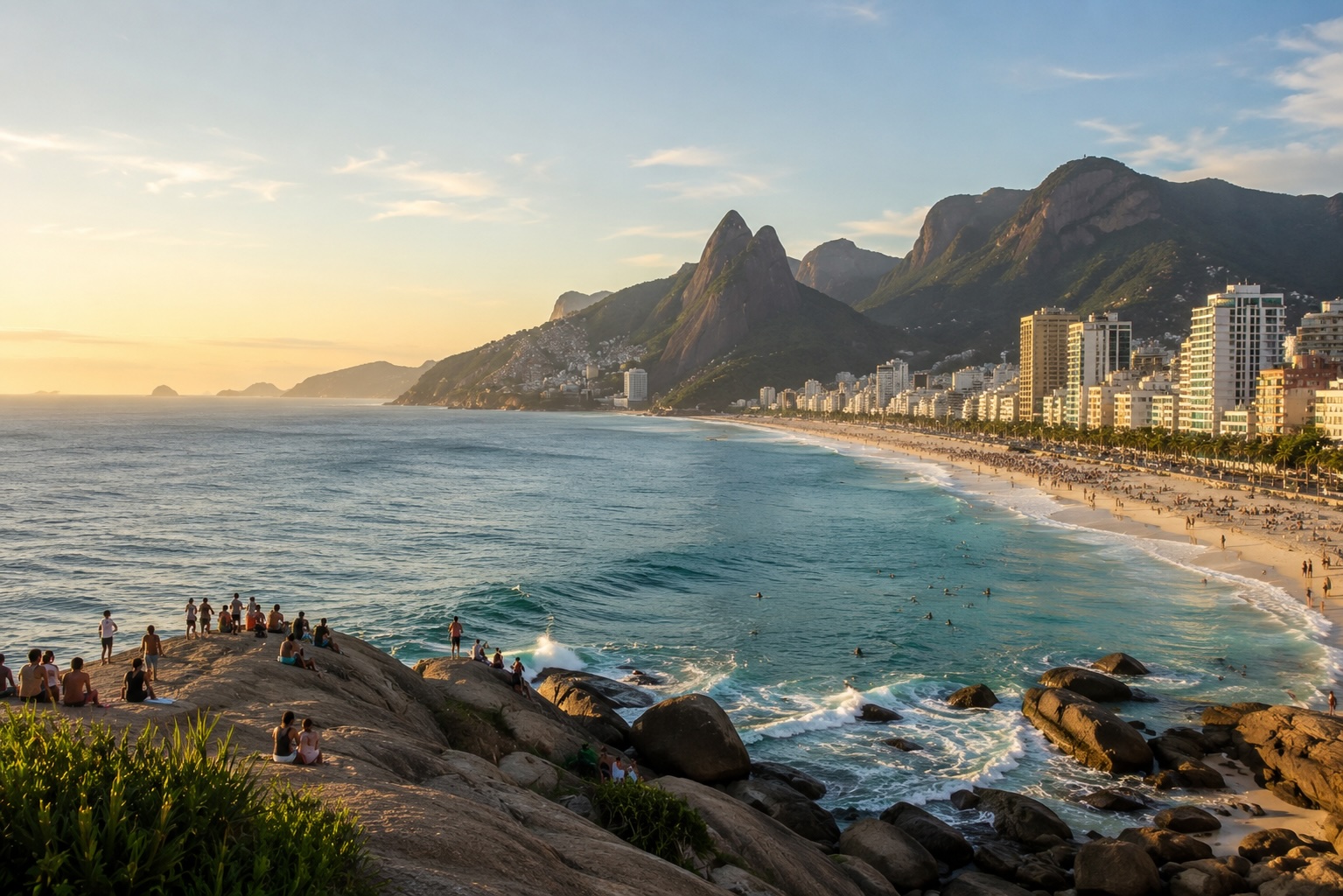 Ipanema beach Arpoador sunset Rio de Janeiro