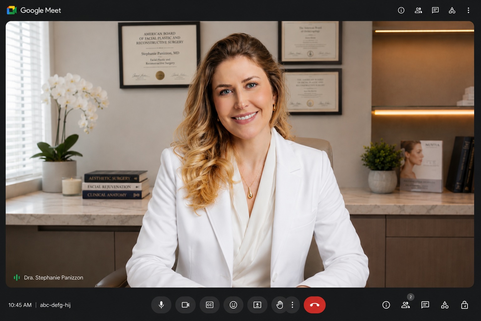 Dr. Stephanie Panizzon on a Google Meet consultation